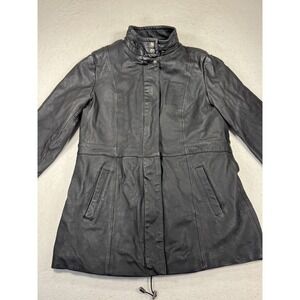 Vintage Covington‎ Leather Coat Womens Medium Black Mesh Lined Removable Vest